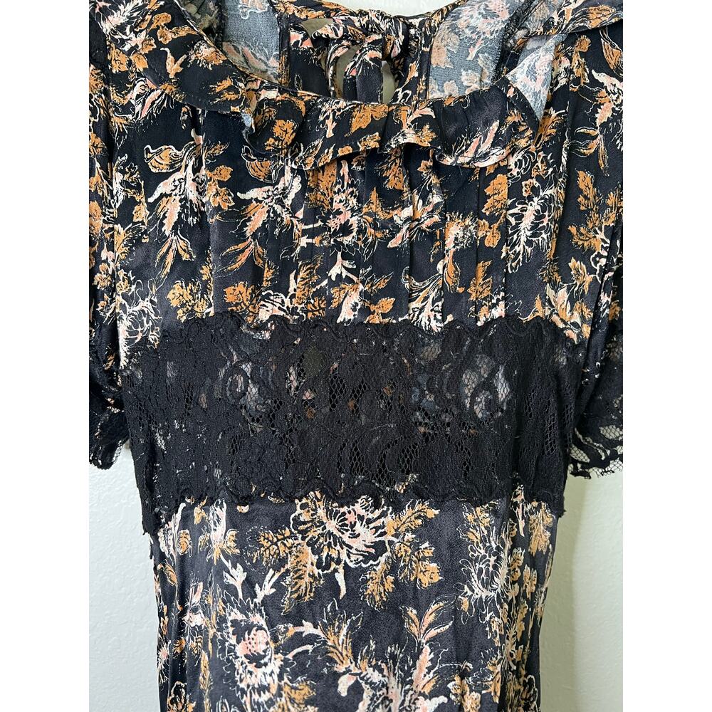 Free People Lucie Mini Dress Fairy Whimsy Goth Lace Floral Black Size 6 - Picture 2 of 6